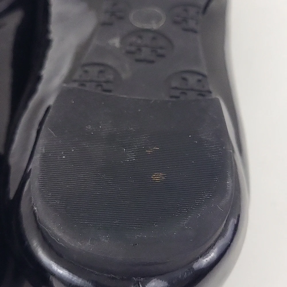 Tory Burch Reva Black Patent Leather w/ Logo Ballet Flats Shoes Size 7 M